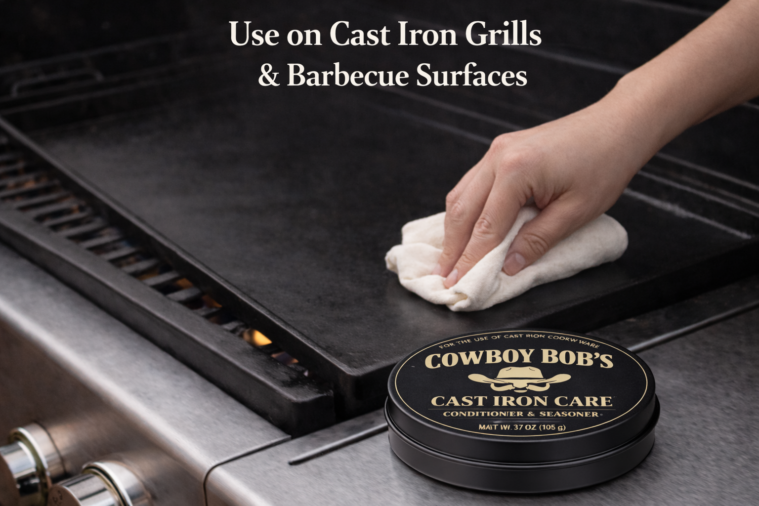 𝐂𝐨𝐰𝐛𝐨𝐲 𝐁𝐨𝐛’𝐬 𝐓𝐫𝐚𝐝𝐢𝐭𝐢𝐨𝐧𝐚𝐥 𝐂𝐚𝐬𝐭 𝐈𝐫𝐨𝐧 𝐂𝐨𝐧𝐝𝐢𝐭𝐢𝐨𝐧𝐞𝐫 & 𝐒𝐞𝐚𝐬𝐨𝐧𝐞𝐫 (𝐒𝐢𝐠𝐧𝐚𝐭𝐮𝐫𝐞 𝐒𝐢𝐳𝐞)  3.7 OUNCES (105 G)