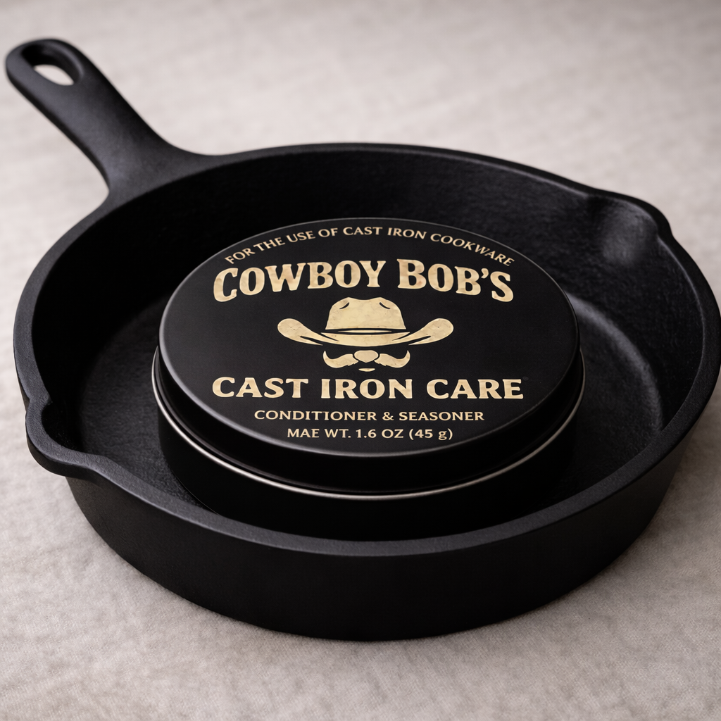 𝐂𝐨𝐰𝐛𝐨𝐲 𝐁𝐨𝐛’𝐬 𝐓𝐫𝐚𝐝𝐢𝐭𝐢𝐨𝐧𝐚𝐥 𝐂𝐚𝐬𝐭 𝐈𝐫𝐨𝐧 𝐂𝐨𝐧𝐝𝐢𝐭𝐢𝐨𝐧𝐞𝐫 & 𝐒𝐞𝐚𝐬𝐨𝐧𝐞𝐫 1.6 Ounce (45 g)