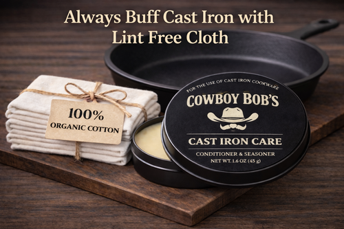 𝐓𝐡𝐞 𝐏𝐫𝐨 𝐇𝐞𝐫𝐢𝐭𝐚𝐠𝐞 𝐏𝐚𝐢𝐫𝐢𝐧𝐠: Cast Iron Care & Heritage Organic Cotton Buffing Lint-Free Cloth