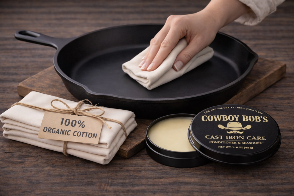 𝐓𝐡𝐞 𝐏𝐫𝐨 𝐇𝐞𝐫𝐢𝐭𝐚𝐠𝐞 𝐏𝐚𝐢𝐫𝐢𝐧𝐠: Cast Iron Care & Heritage Organic Cotton Buffing Lint-Free Cloth