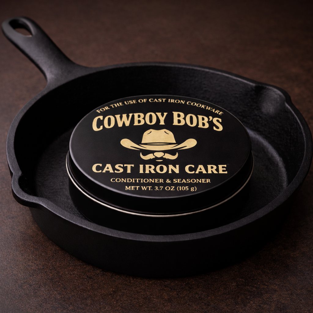 𝐂𝐨𝐰𝐛𝐨𝐲 𝐁𝐨𝐛’𝐬 𝐓𝐫𝐚𝐝𝐢𝐭𝐢𝐨𝐧𝐚𝐥 𝐂𝐚𝐬𝐭 𝐈𝐫𝐨𝐧 𝐂𝐨𝐧𝐝𝐢𝐭𝐢𝐨𝐧𝐞𝐫 & 𝐒𝐞𝐚𝐬𝐨𝐧𝐞𝐫 (𝐒𝐢𝐠𝐧𝐚𝐭𝐮𝐫𝐞 𝐒𝐢𝐳𝐞)  3.7 OUNCES (105 G)